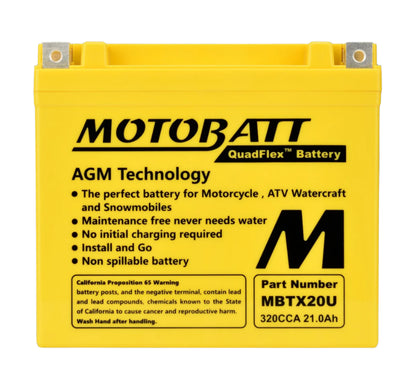 MotoBatt MBTX20U AGM Battery