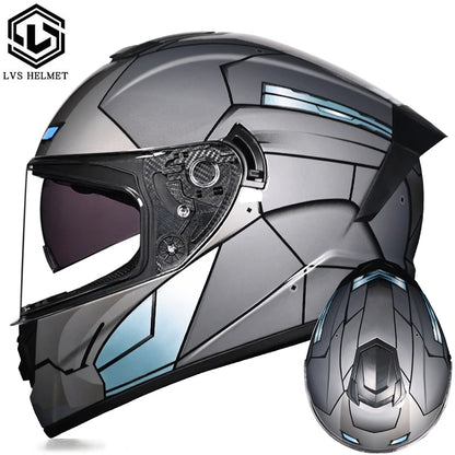 Full Face Racing Helmets Winter Warm Double Visor